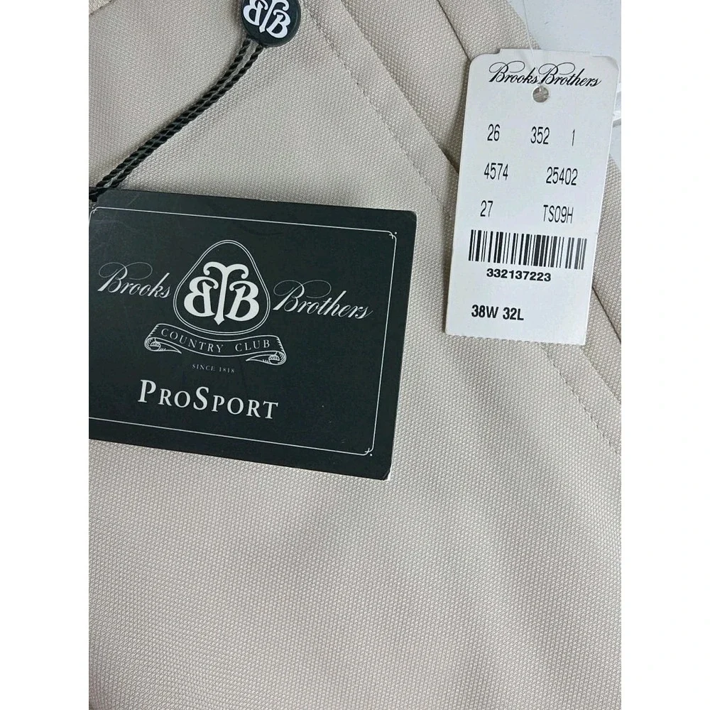 Brooks Brothers Country Club Pro Sport Golf Pants Tan Polyester Mens 38x32 NWT